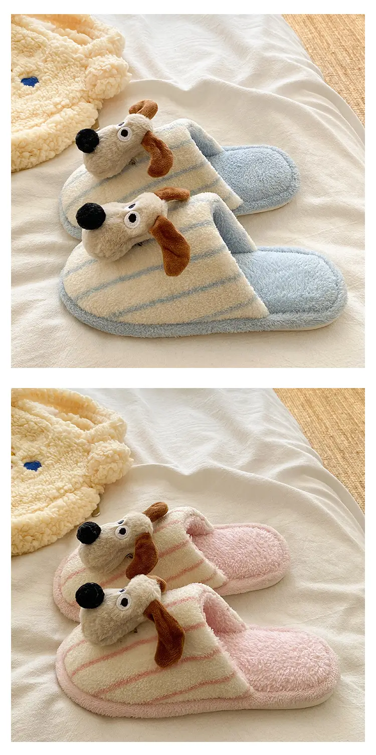Fashionable and Versatile Cartoon Cute Puppy Floor Mop Home 2025 Winter New Thick-Soled Warm Cotton Slippers for Women — feature 13