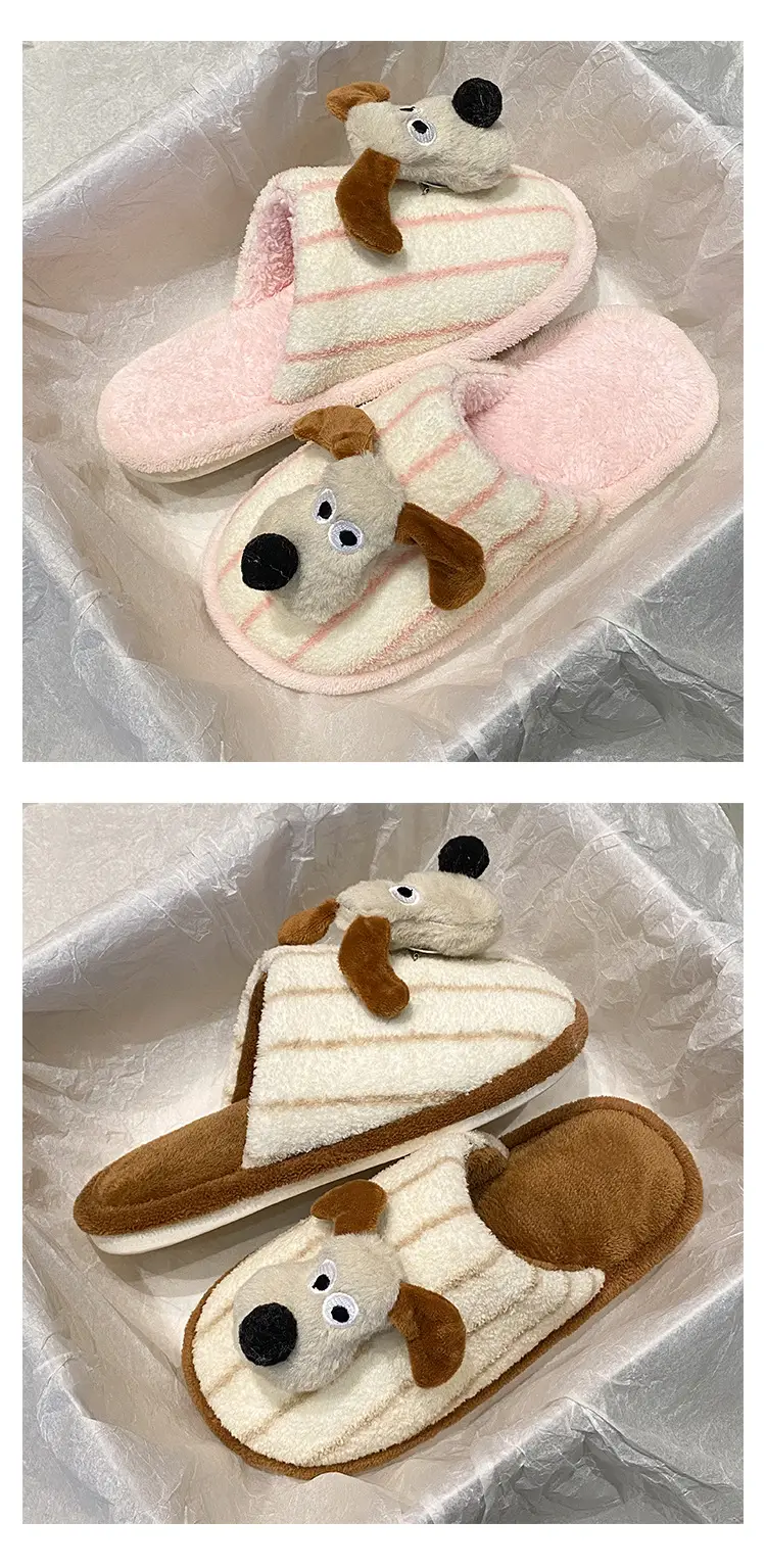 Fashionable and Versatile Cartoon Cute Puppy Floor Mop Home 2025 Winter New Thick-Soled Warm Cotton Slippers for Women — feature 9