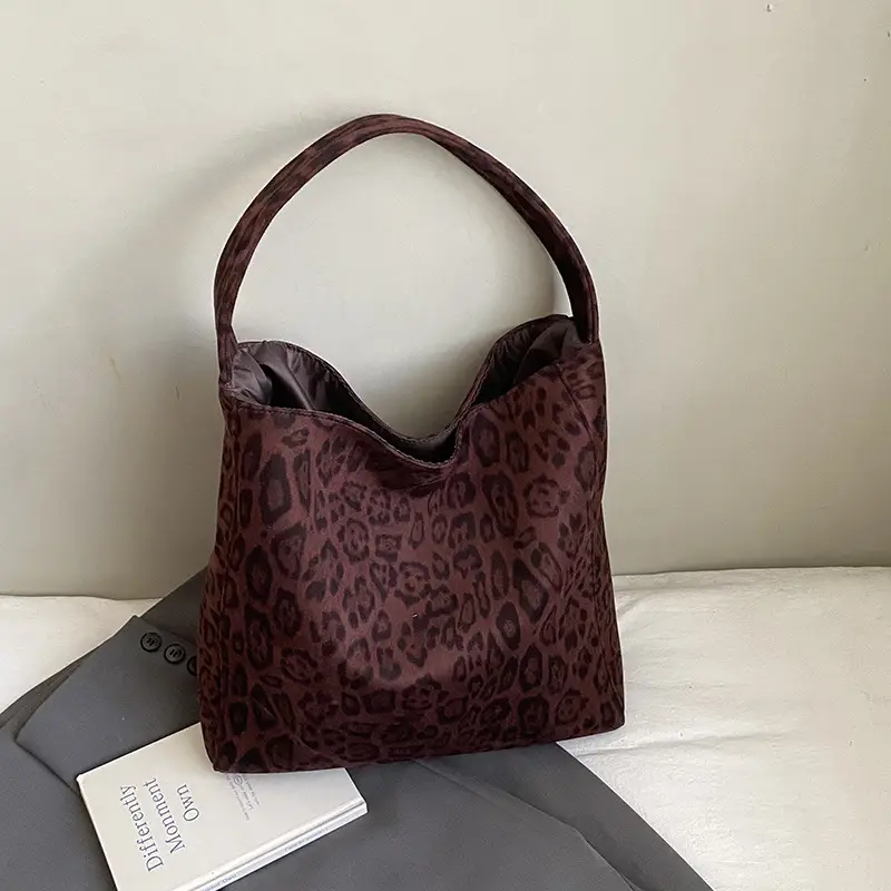 Leopard Print Large Tote Bag 2025 Retro Brown - Image 3