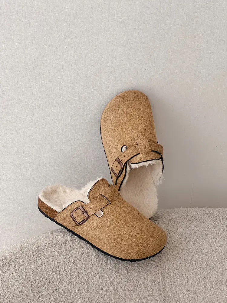 Trendy Furry Birkenstock Style Closed-Toe Mules for Women, New Autumn/Winter Non-Slip Warm Plush Slip-On Cotton Slippers for Men — feature 16