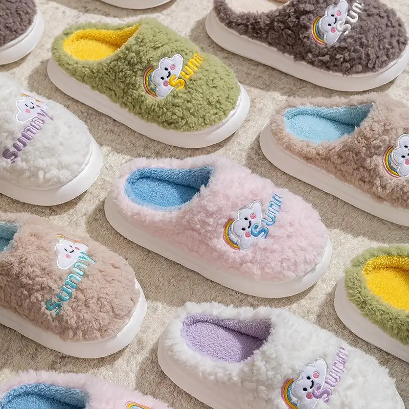 Women's Pink Bear Embroidered Soft Slippers Winter - Image 20