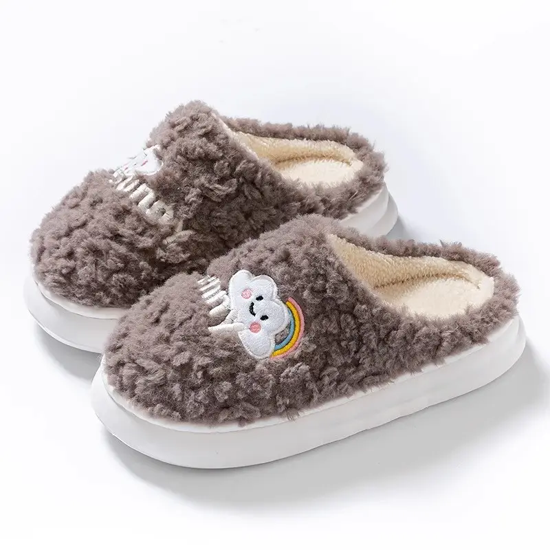 Women's Pink Bear Embroidered Soft Slippers Winter - Image 21