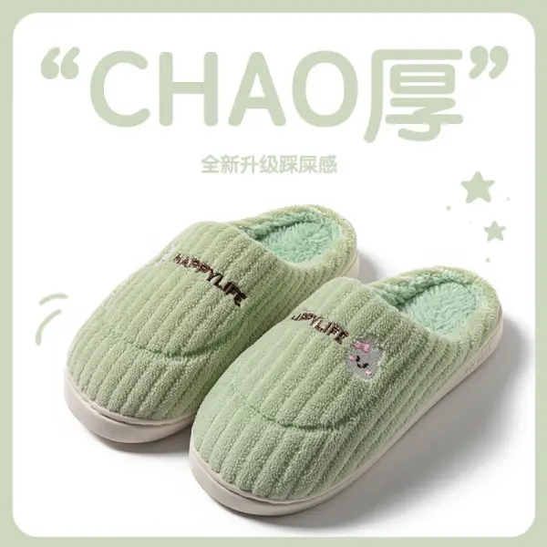 Women's Pink Bear Embroidered Soft Slippers Winter - Image 13