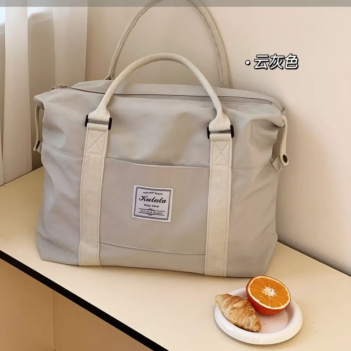 Gray Cotton Large Travel Yoga Bag 2024 - Image 10