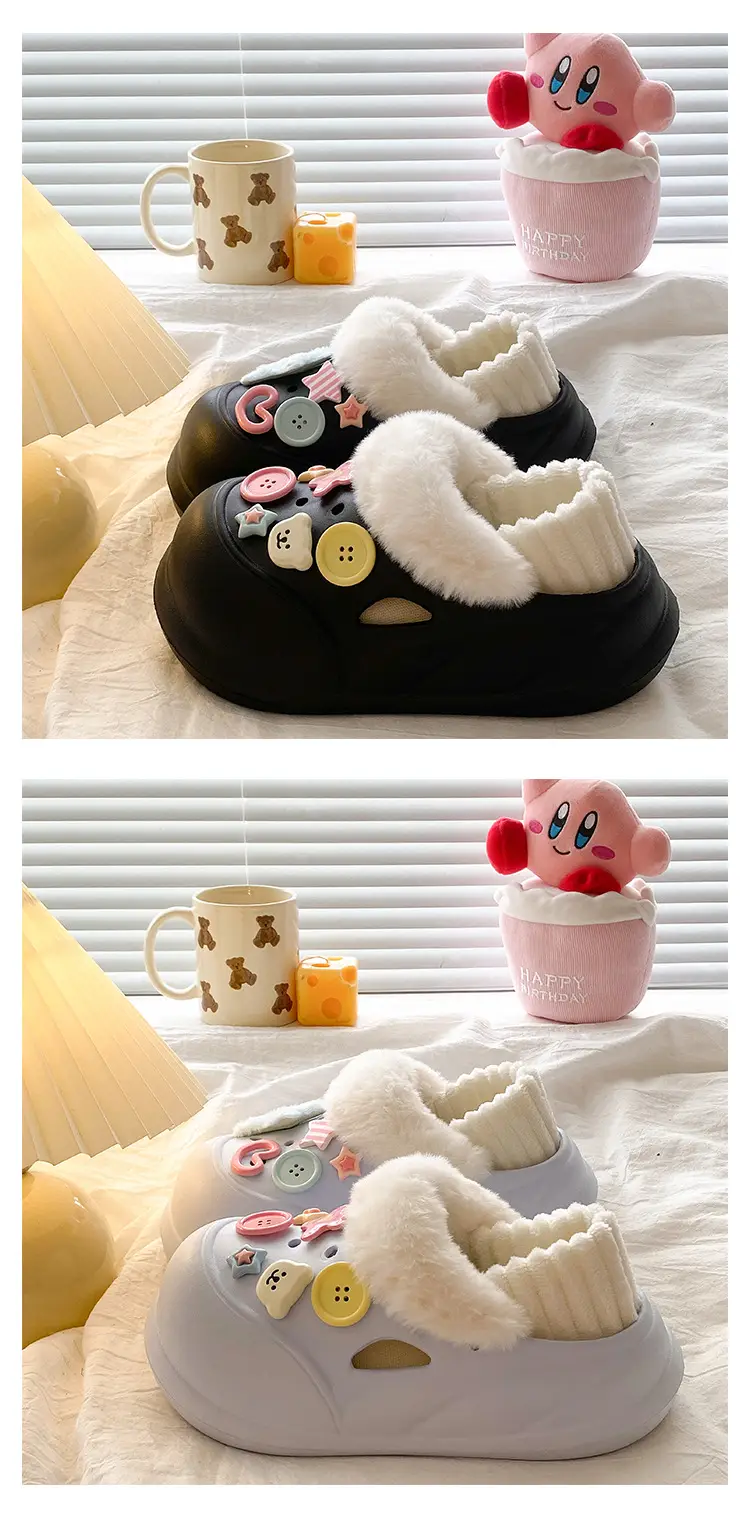 Warm Button-Decorated Women's Winter Slippers — feature 19