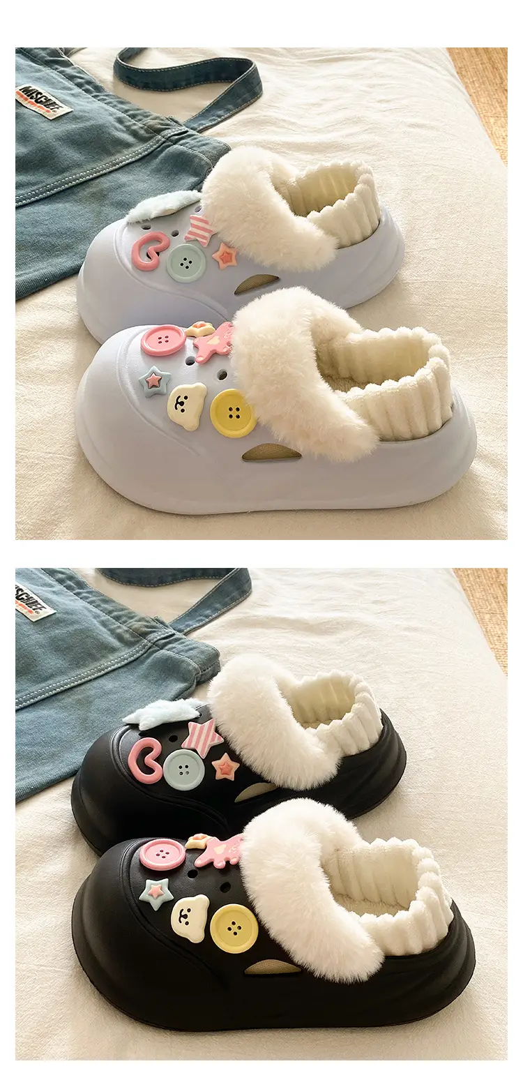 Warm Button-Decorated Women's Winter Slippers — feature 20