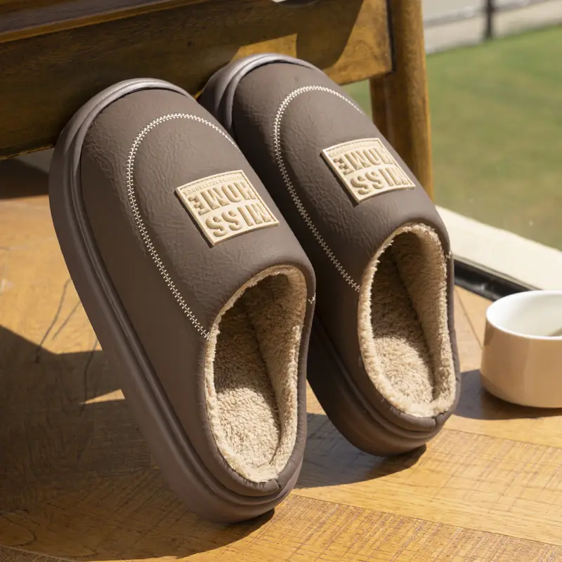 Japanese-Style Light Luxury Cotton Slippers for Women, Autumn and Winter New Warm Couple Home Soft-Soled Non-Slip Thick-Soled Men's Cotton Shoes - Image 5