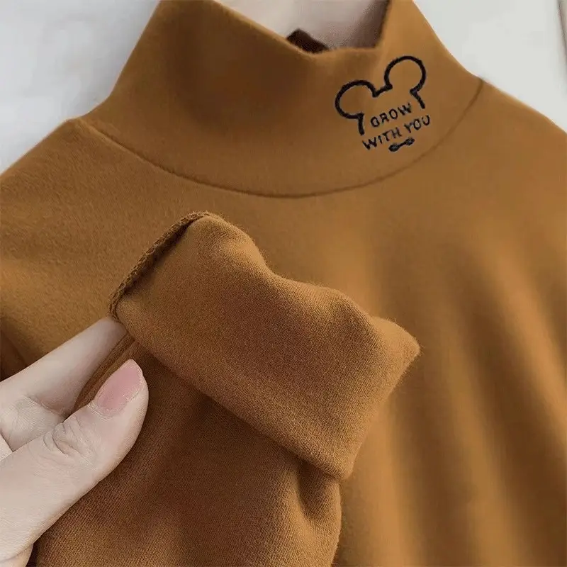 Boys Girls 2025 Black Velvet Turtleneck Top - Image 3