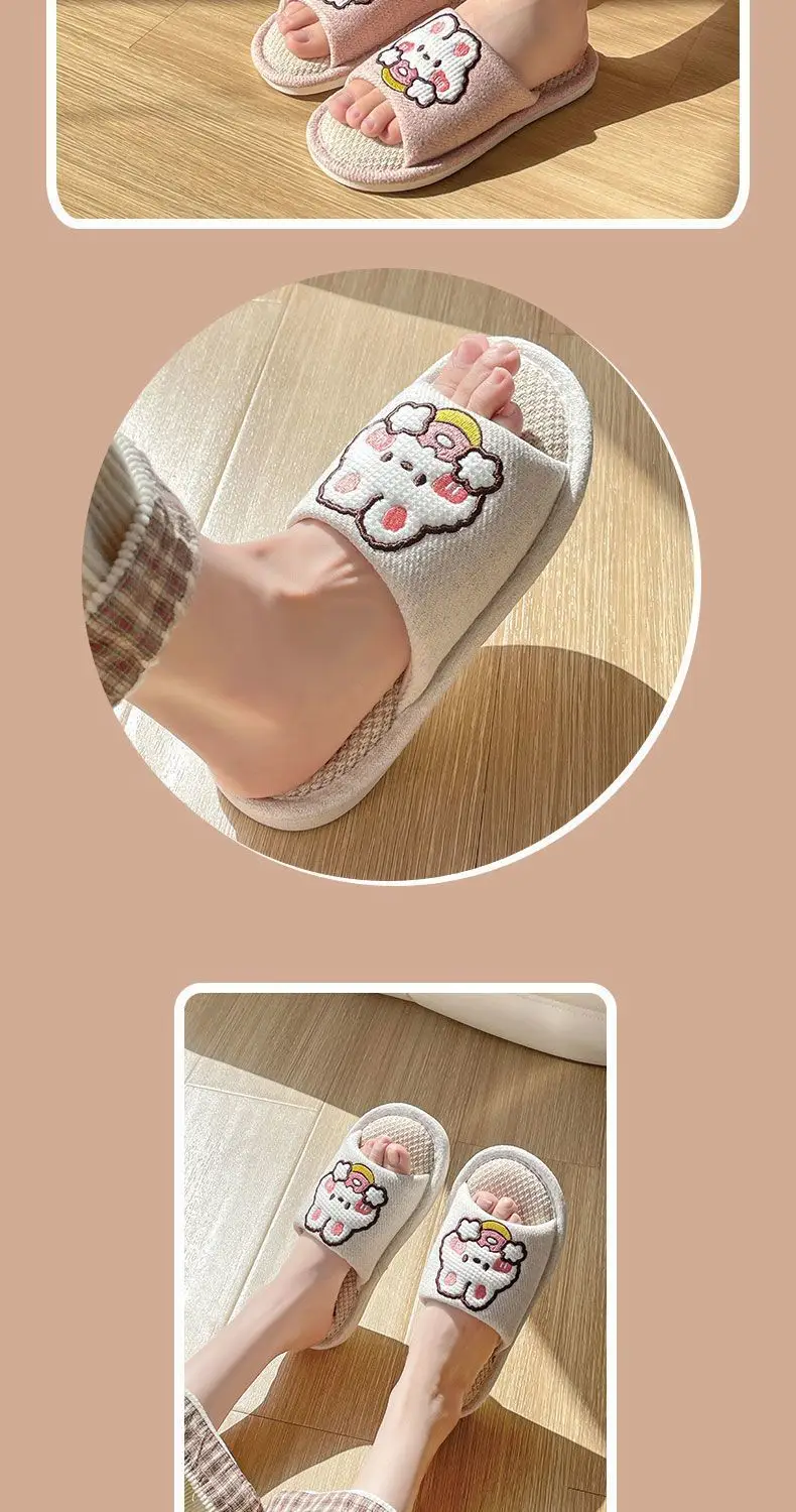 Linen Slippers for Women, Spring, Summer, and Autumn, for Home Use, Indoor, Cartoon Cute, Cotton and Linen, Silent Cotton, Home Couple Slippers, Summer Men's Slippers — feature 7