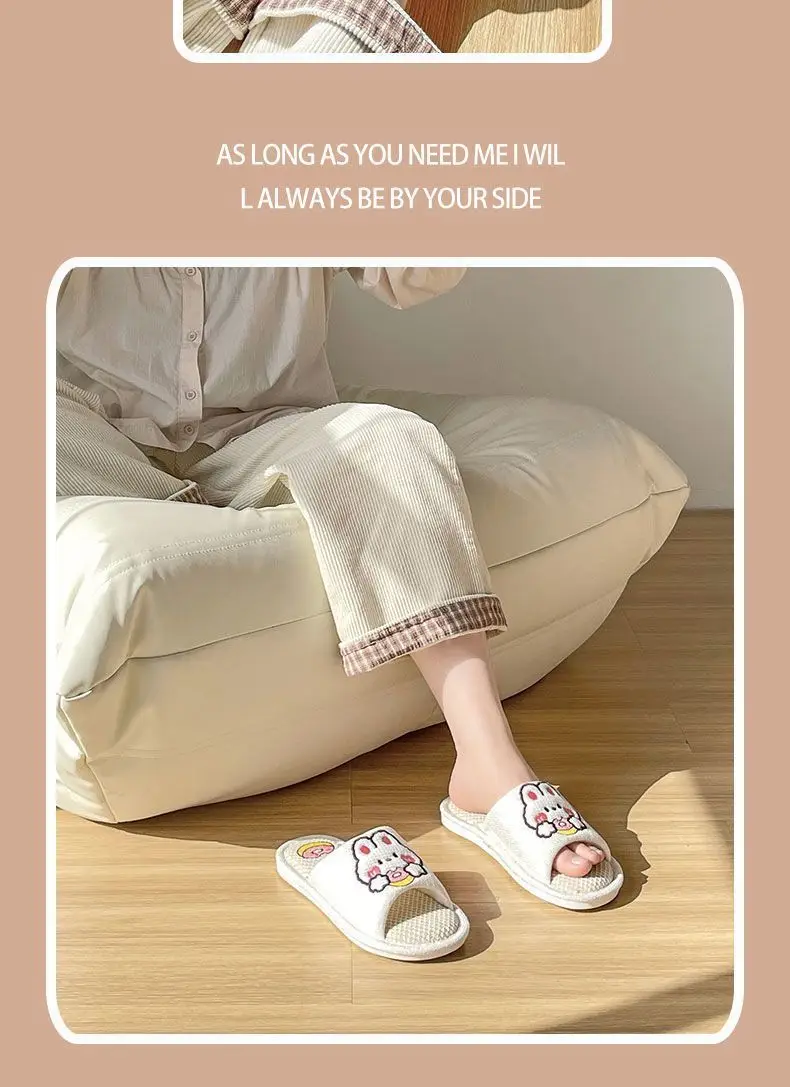 Linen Slippers for Women, Spring, Summer, and Autumn, for Home Use, Indoor, Cartoon Cute, Cotton and Linen, Silent Cotton, Home Couple Slippers, Summer Men's Slippers — feature 8