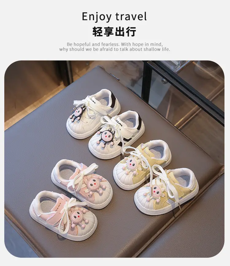 Baby Girl's Shoes, Baby Toddler Shoes, Spring & Fall Soft-Soled Fashionable Shoes for 1 to 3-Year-Old Baby Girls, Fashionable Soft Leather Shoes — feature 1