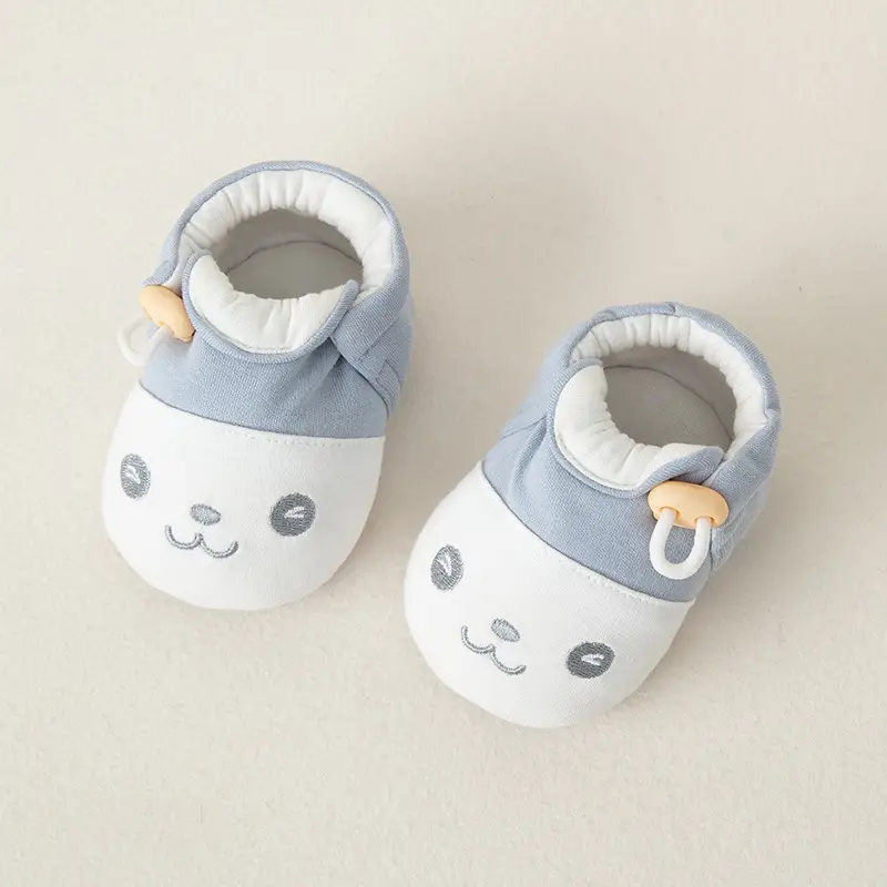 Baby Cartoon Embroidered Cotton Shoes Black White