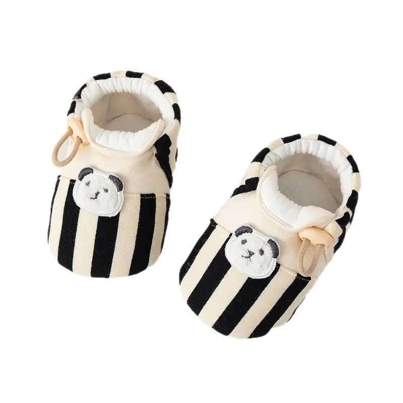 Baby Cartoon Embroidered Cotton Shoes Black White