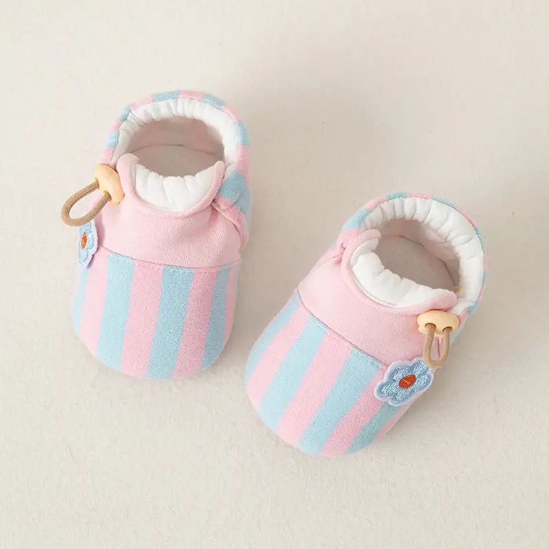 Baby Cartoon Embroidered Cotton Shoes Black White