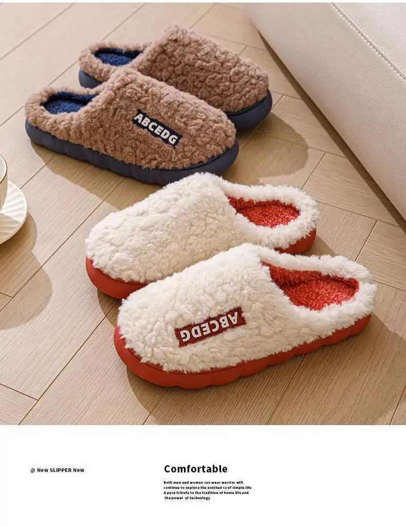 Cotton Slippers for Women, Autumn and Winter, Thick-Soled, Non-Slip, 2026 New Model, Plush Indoor Home Warm Slippers for Couples, Men — feature 11