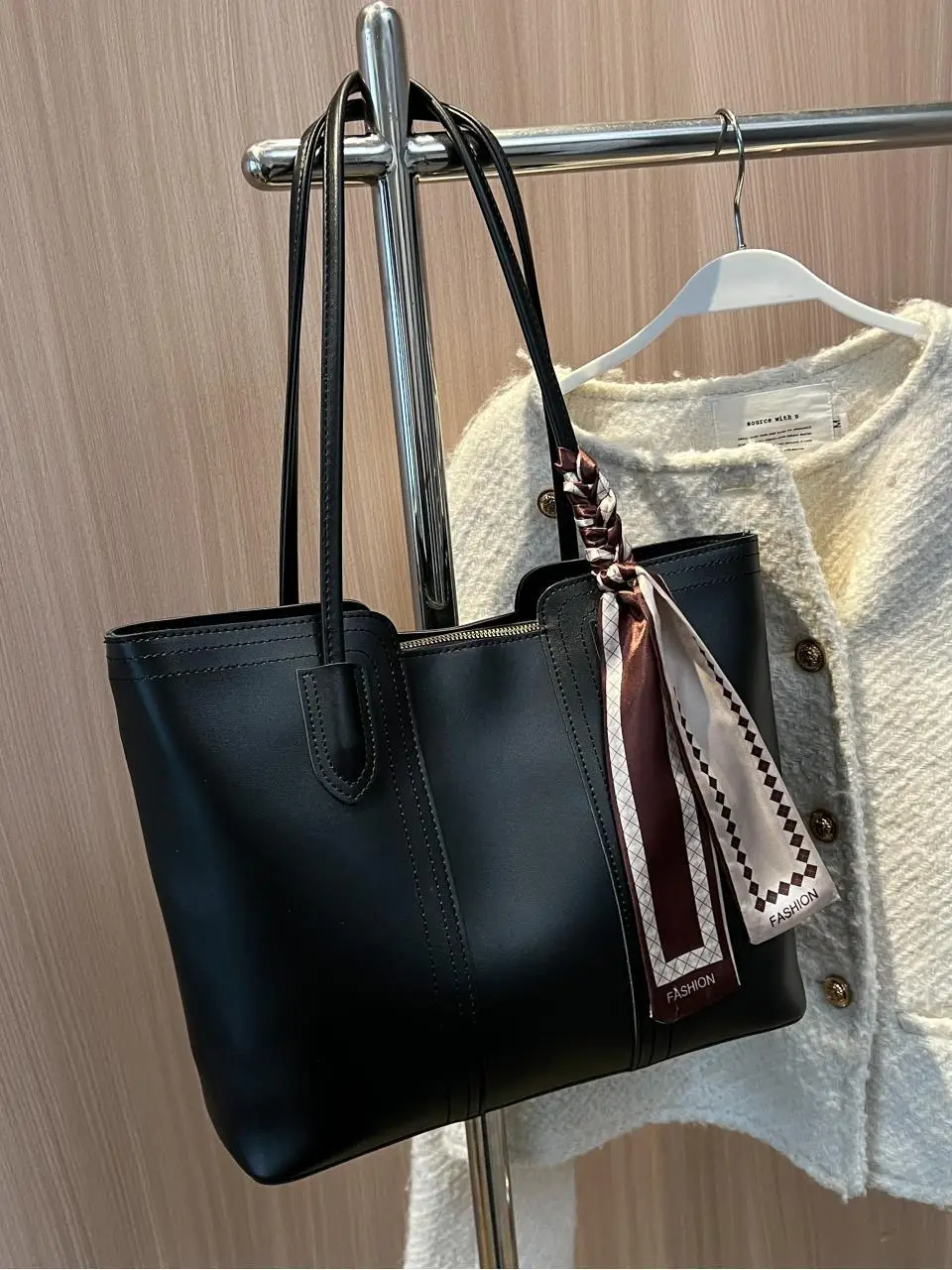 Women Large Capacity Cross-Border Tote Bag Beige - Image 10