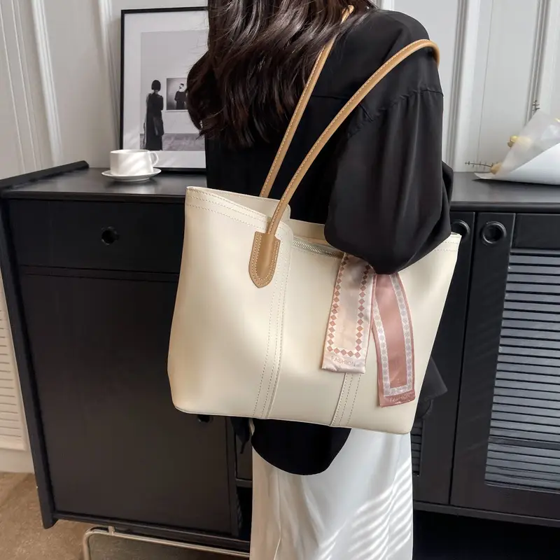 Women Large Capacity Cross-Border Tote Bag Beige - Image 2