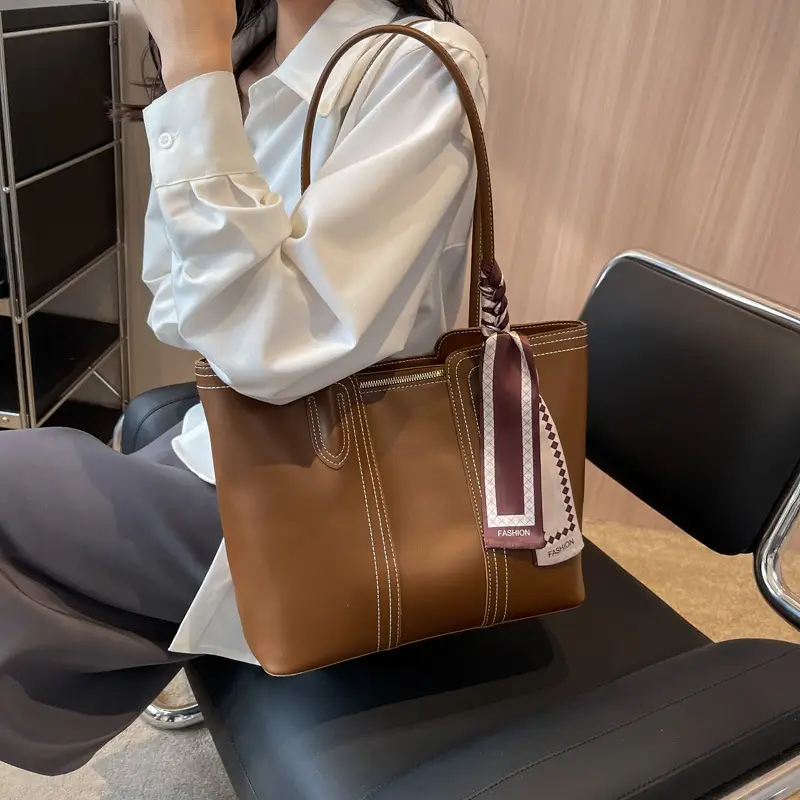 Women Large Capacity Cross-Border Tote Bag Beige - Image 3