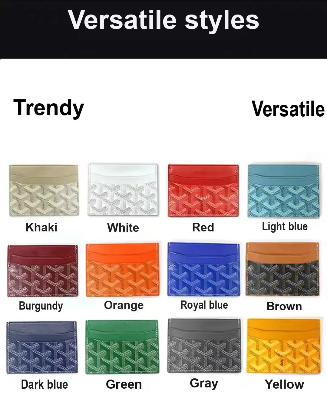 Color selection panel showing card holders in 12 colors.