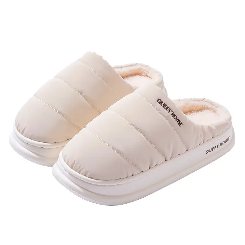 Cotton Slippers Men's Autumn and Winter 2025 New down Cloth Home Indoor Non-Slip Couple Warm Plush Slippers Women
