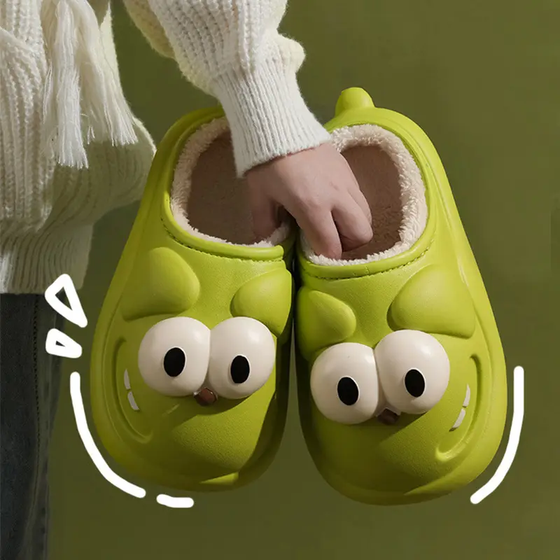 Eva Bag Heel Cotton Slippers for Women Winter Waterproof Outer Wear Warm Slippers for Home All-Inclusive Cute Cartoon Cotton Shoes Winter