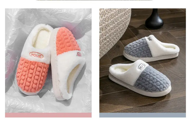 2025 New Double Color Wheat Ear Cotton Slippers Non-Slip Thick Sole Couple Fleece-Lined Thickeneded Warm Home Winter Cotton Slippers — feature 22