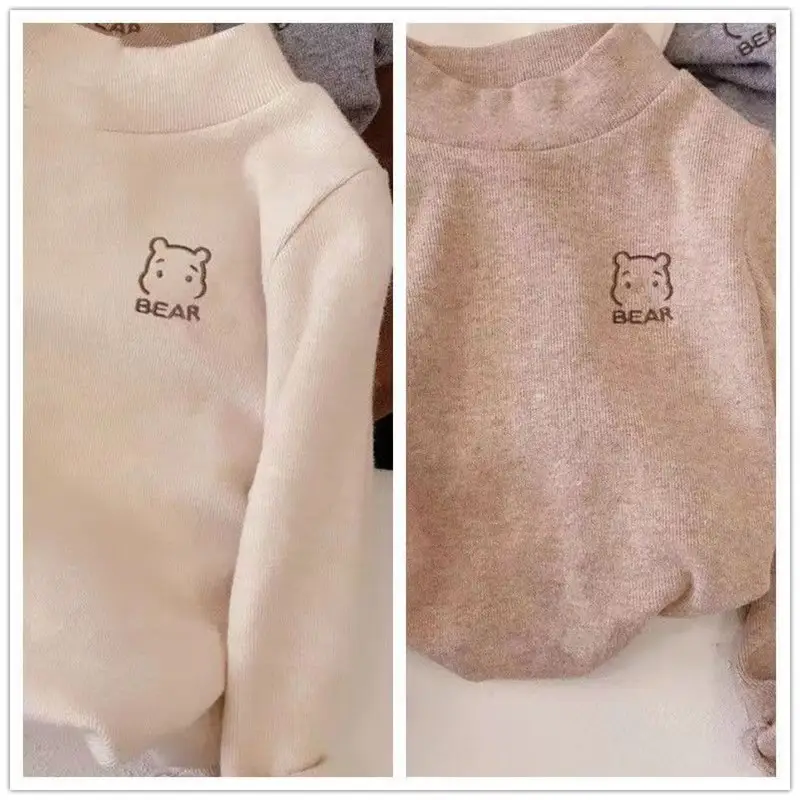 Girls Velvet Bear Logo T-Shirts Winter Spring - Image 2