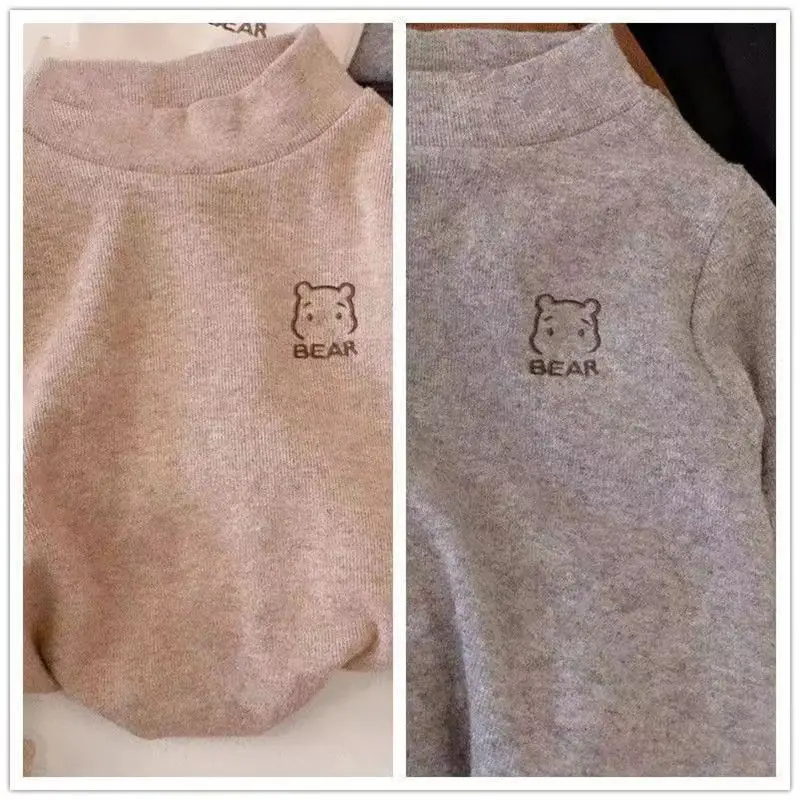 Girls Velvet Bear Logo T-Shirts Winter Spring - Image 3