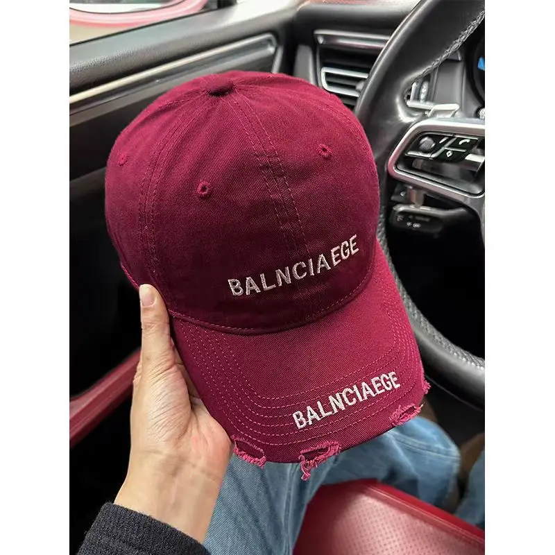 Maroon Embroidered Baseball Cap with Wide Brim - Image 7