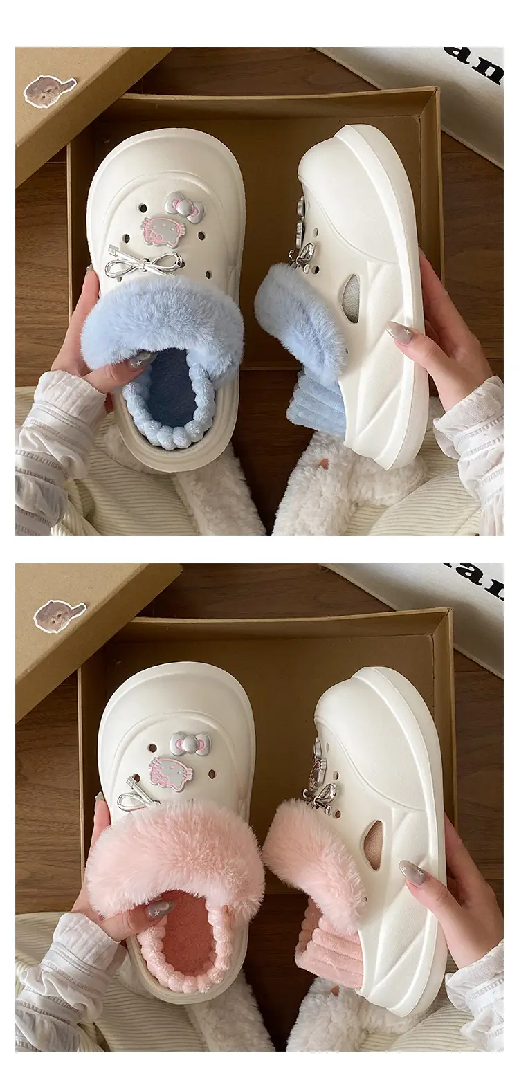 White Furry EVA Casual Slippers for Women Winter — feature 15