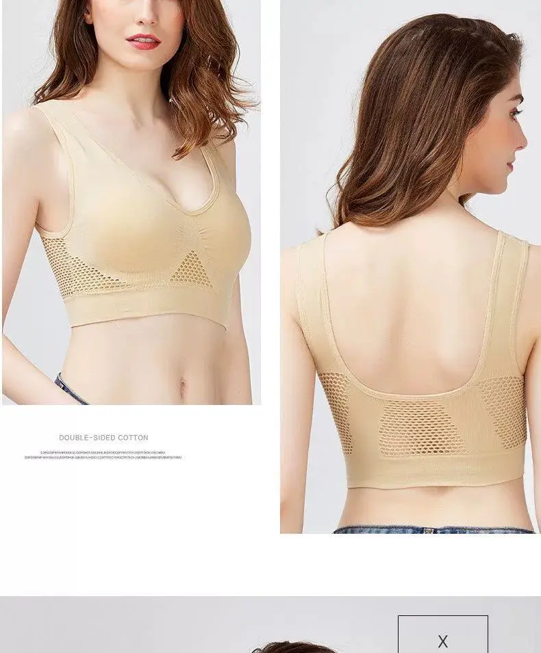 Aoduo Large Size Sports Bra, Comfortable and Breathable Bra Without Rims, Sports Running Short Full Cup Push-Up Vest — feature 9