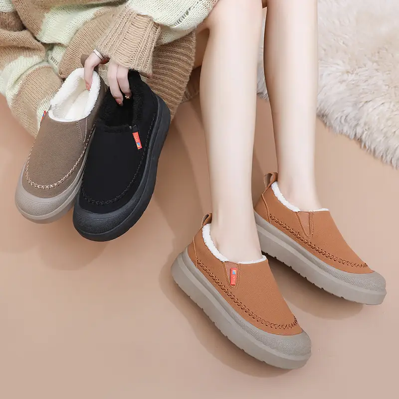 Women's Shoes, Warm and Cold-Resistant Cotton Shoes, Fashionable and Versatile Anti-Ski Boots, Women's Casual and Comfortable Slip-On Mom's Shoes - Image 7
