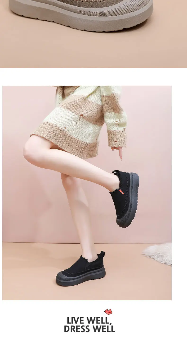Women's Shoes, Warm and Cold-Resistant Cotton Shoes, Fashionable and Versatile Anti-Ski Boots, Women's Casual and Comfortable Slip-On Mom's Shoes — feature 28