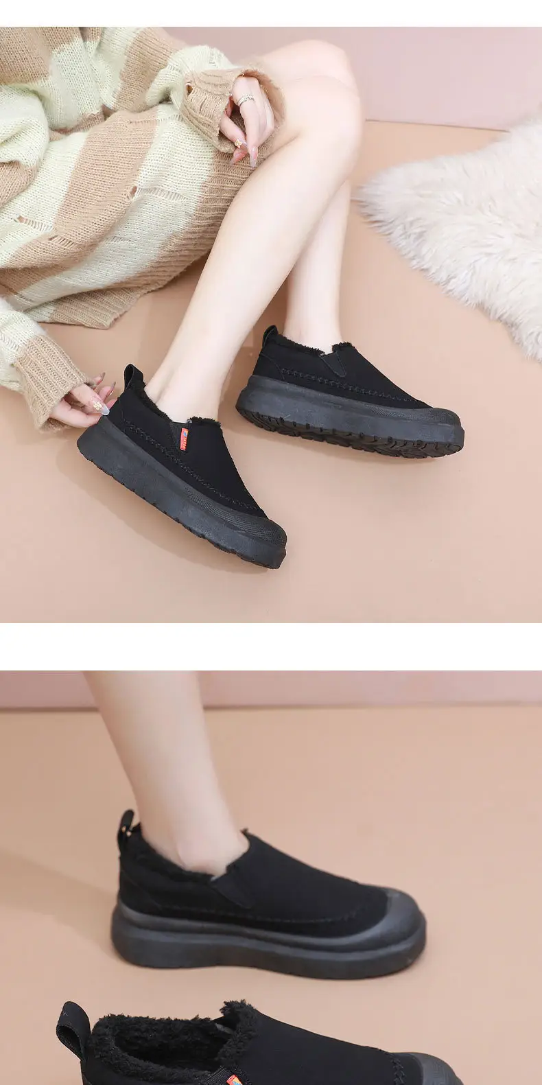 Women's Shoes, Warm and Cold-Resistant Cotton Shoes, Fashionable and Versatile Anti-Ski Boots, Women's Casual and Comfortable Slip-On Mom's Shoes — feature 29
