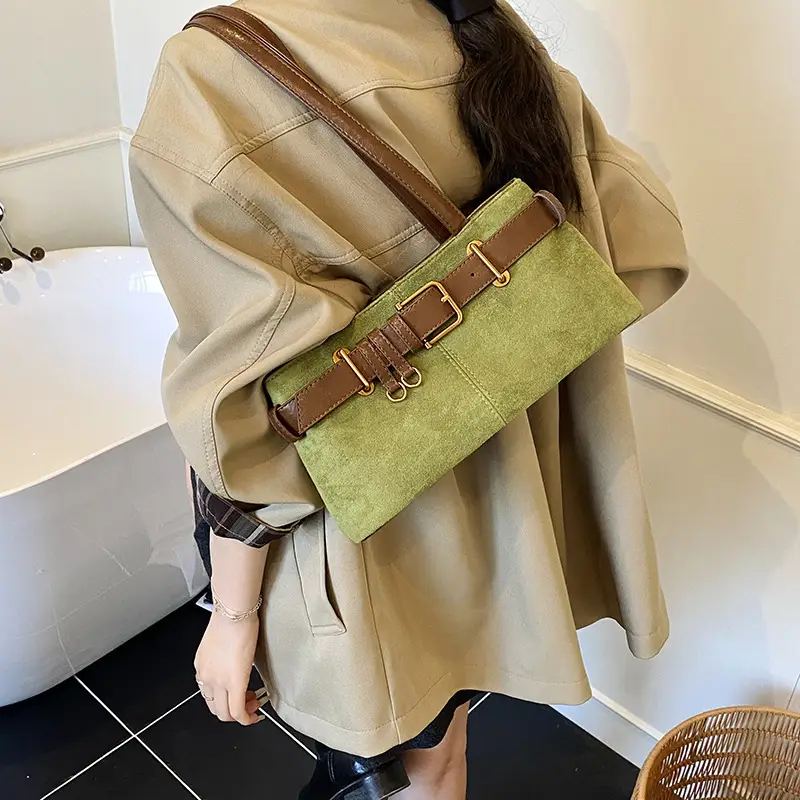 Retro Suede Armpit Bag Brown 2025 - Image 7