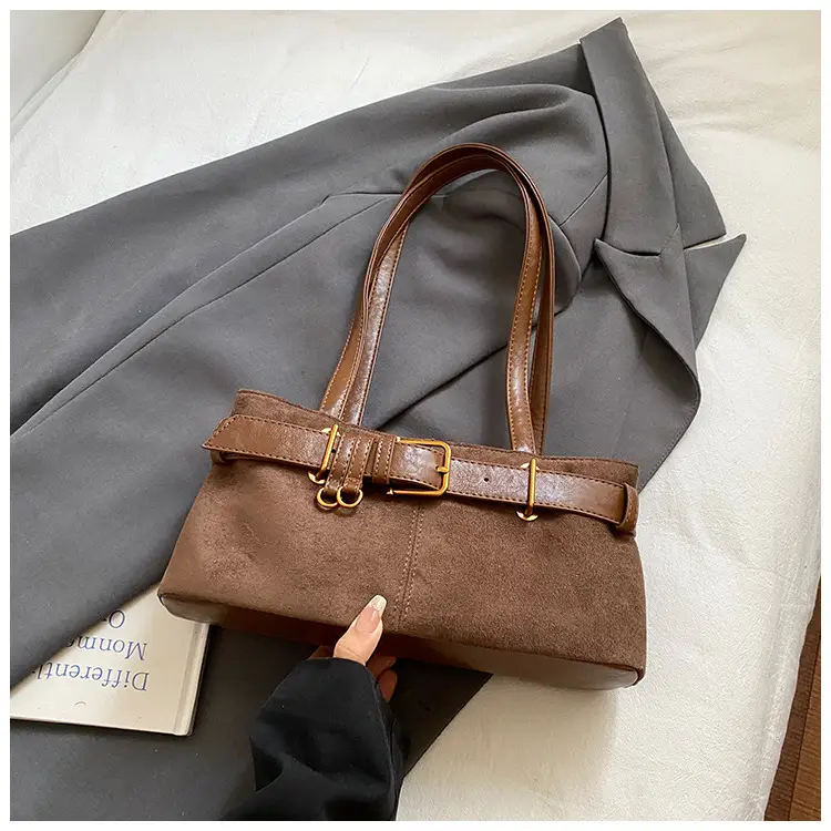 Retro Suede Armpit Bag Brown 2025 - Image 2