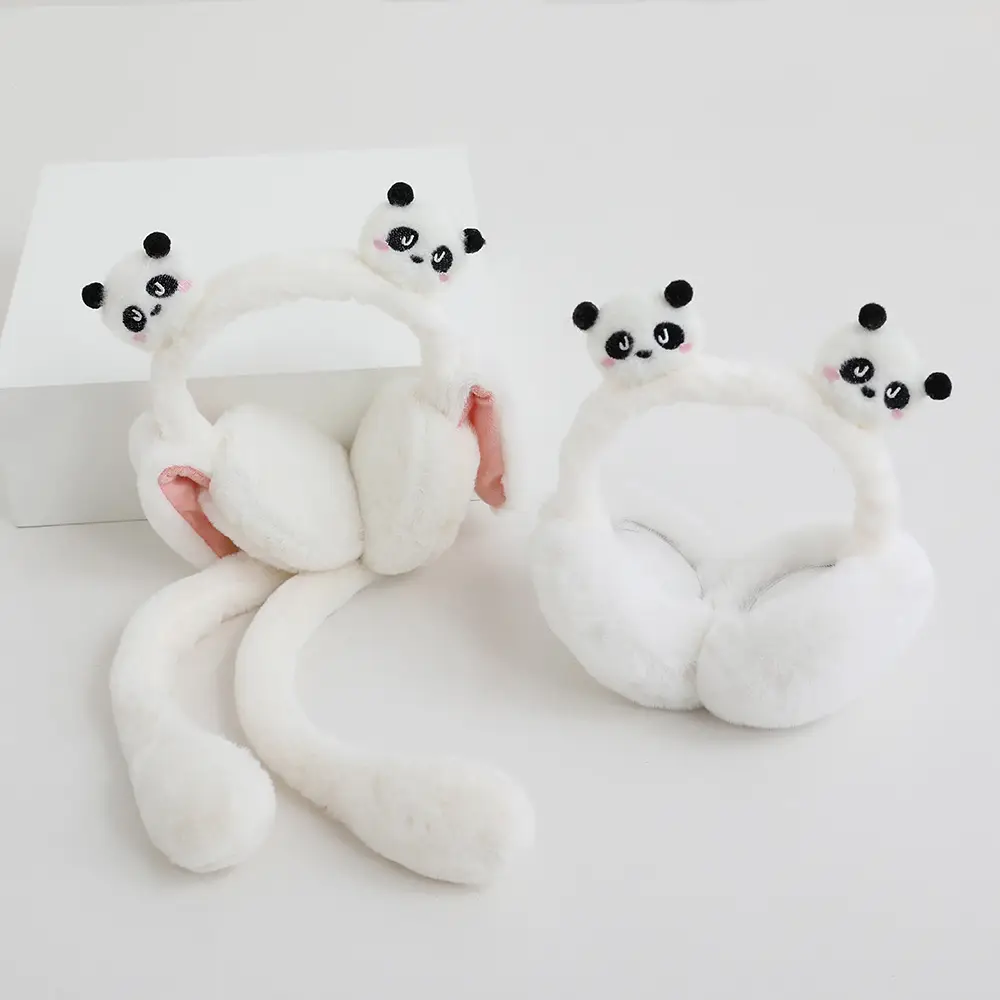 Outdoor Comfort (Airbag Cycling Cartoon Style Optional Panda Children's Warm Plush 3D Ear Muffs)