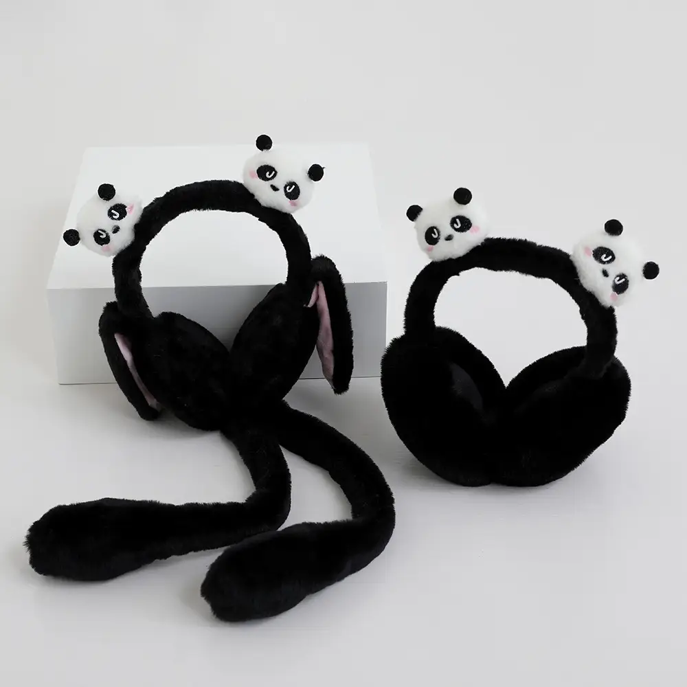 Outdoor Comfort (Airbag Cycling Cartoon Style Optional Panda Children's Warm Plush 3D Ear Muffs)