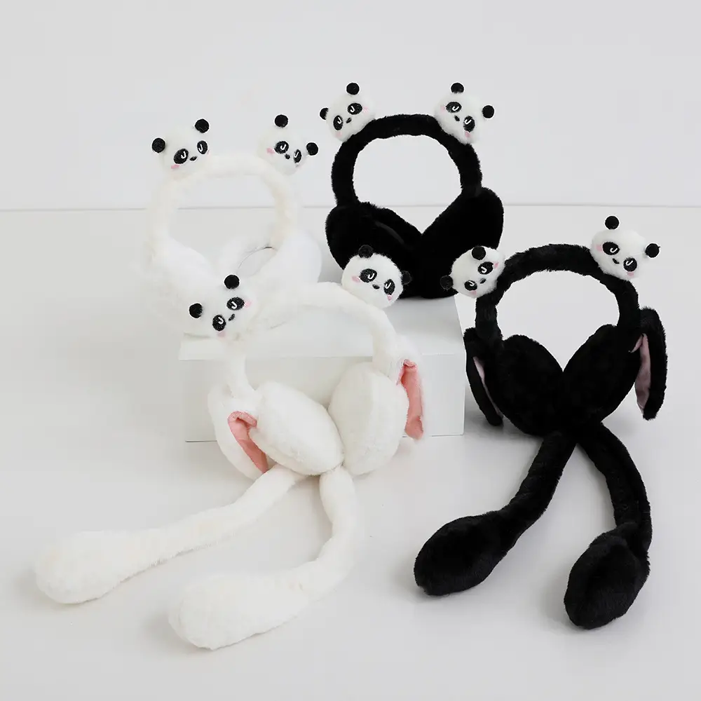 Outdoor Comfort (Airbag Cycling Cartoon Style Optional Panda Children's Warm Plush 3D Ear Muffs)