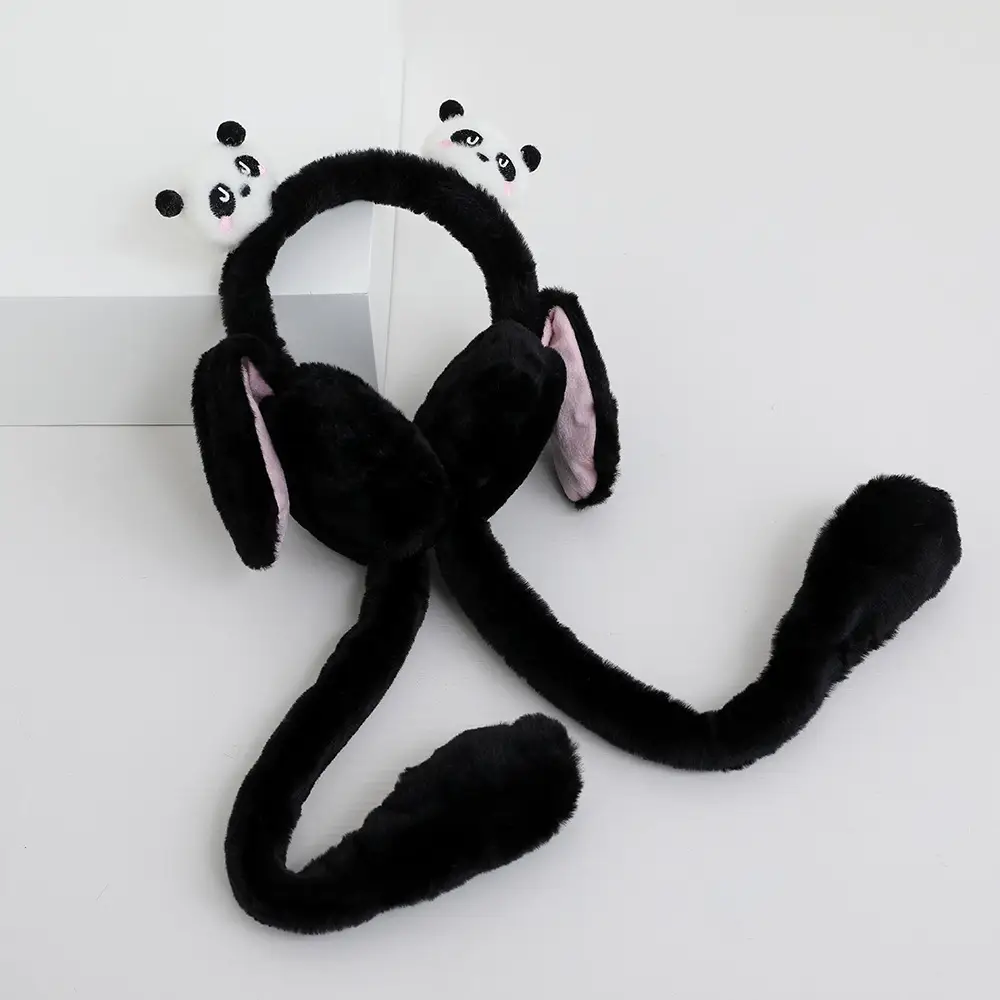 Outdoor Comfort (Airbag Cycling Cartoon Style Optional Panda Children's Warm Plush 3D Ear Muffs)