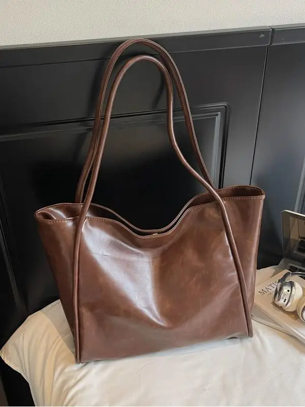 Black Leather Cross-Border Tote Bag Large Capacity Women - Image 5