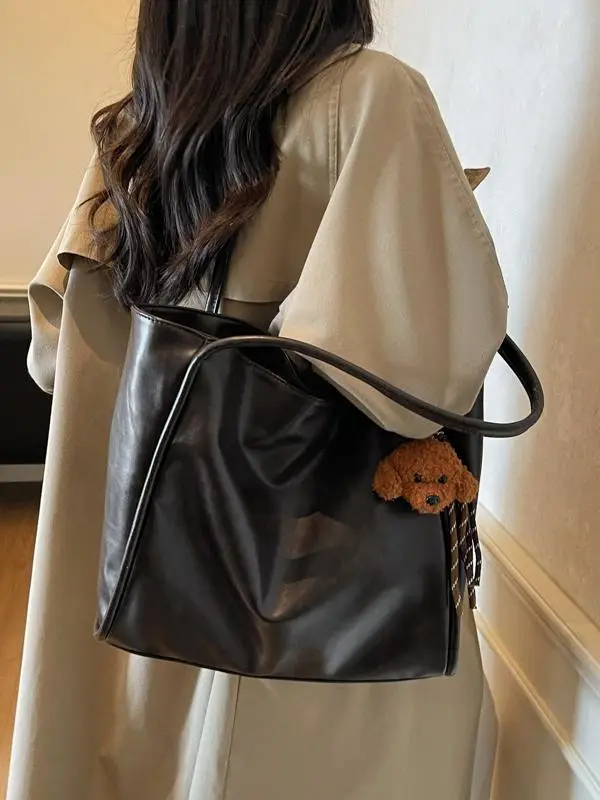 Black Leather Cross-Border Tote Bag Large Capacity Women - Image 6