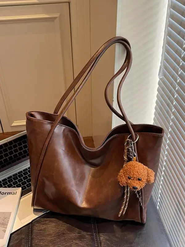 Black Leather Cross-Border Tote Bag Large Capacity Women - Image 7