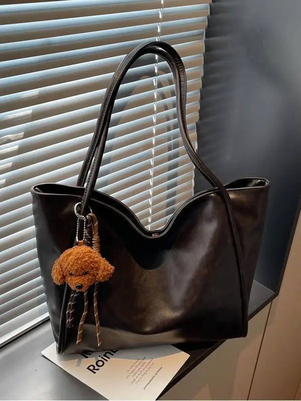 Black Leather Cross-Border Tote Bag Large Capacity Women - Image 8