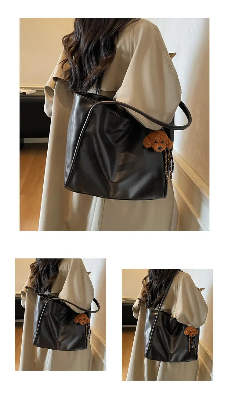 Black Leather Cross-Border Tote Bag Large Capacity Women — feature 12