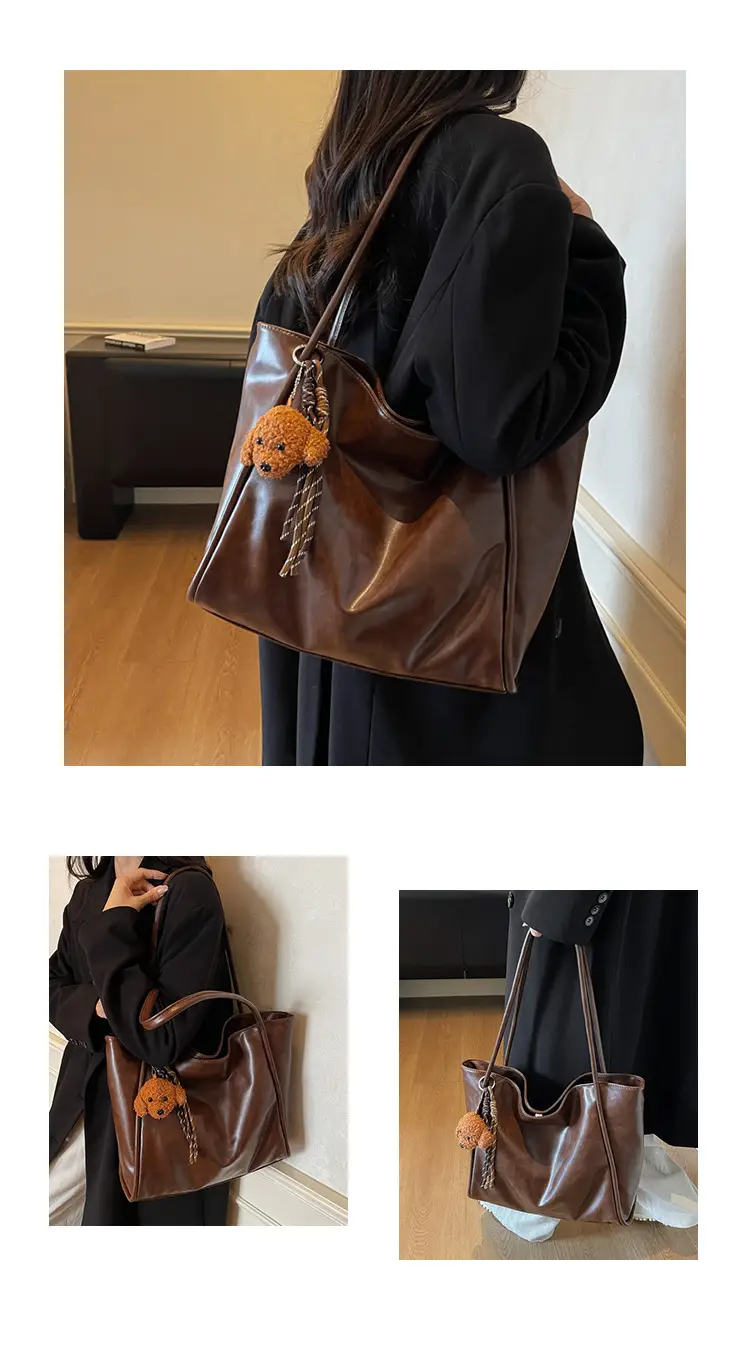 Black Leather Cross-Border Tote Bag Large Capacity Women — feature 13