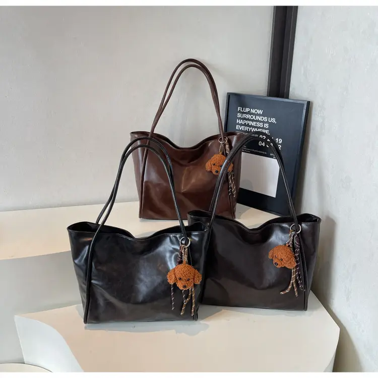 Black Leather Cross-Border Tote Bag Large Capacity Women — feature 14