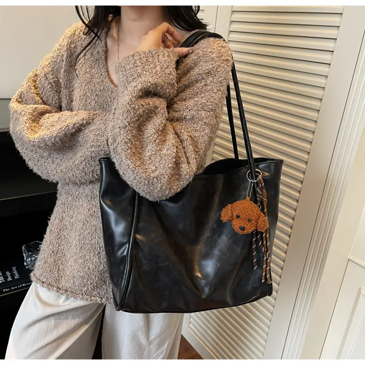 Black Leather Cross-Border Tote Bag Large Capacity Women — feature 18