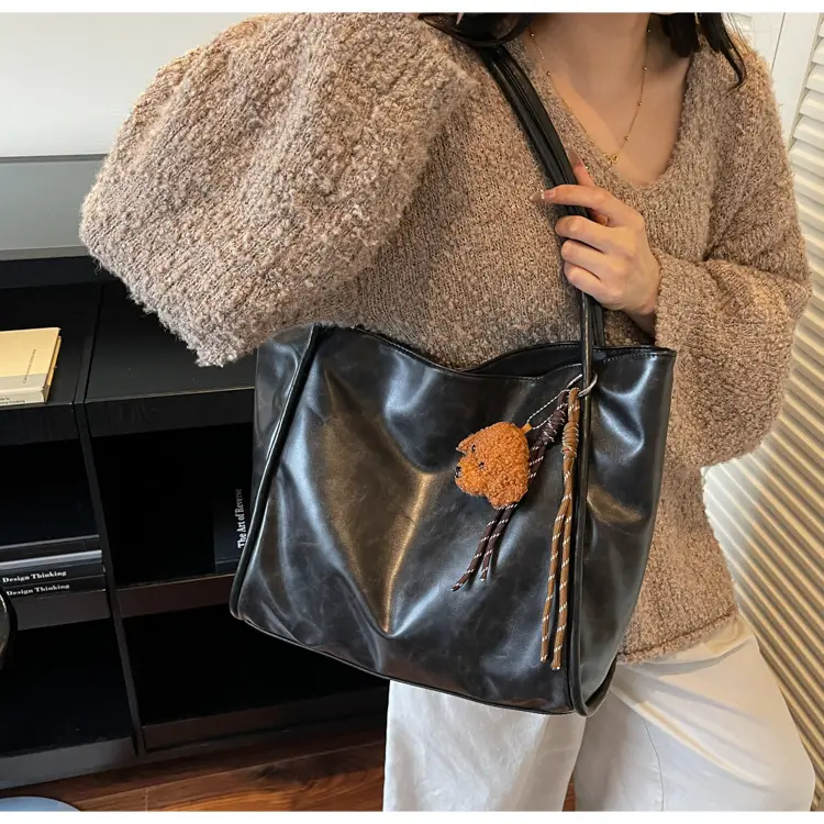 Black Leather Cross-Border Tote Bag Large Capacity Women — feature 19