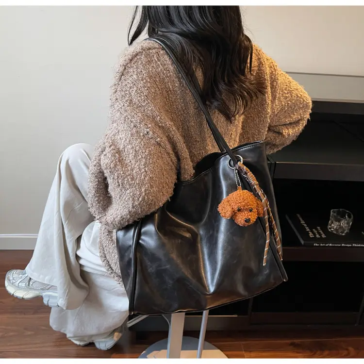 Black Leather Cross-Border Tote Bag Large Capacity Women — feature 20
